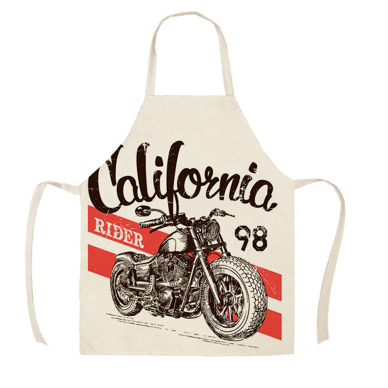 Creative Motorcycle Poster Art Letter Linen Kitchen Apron