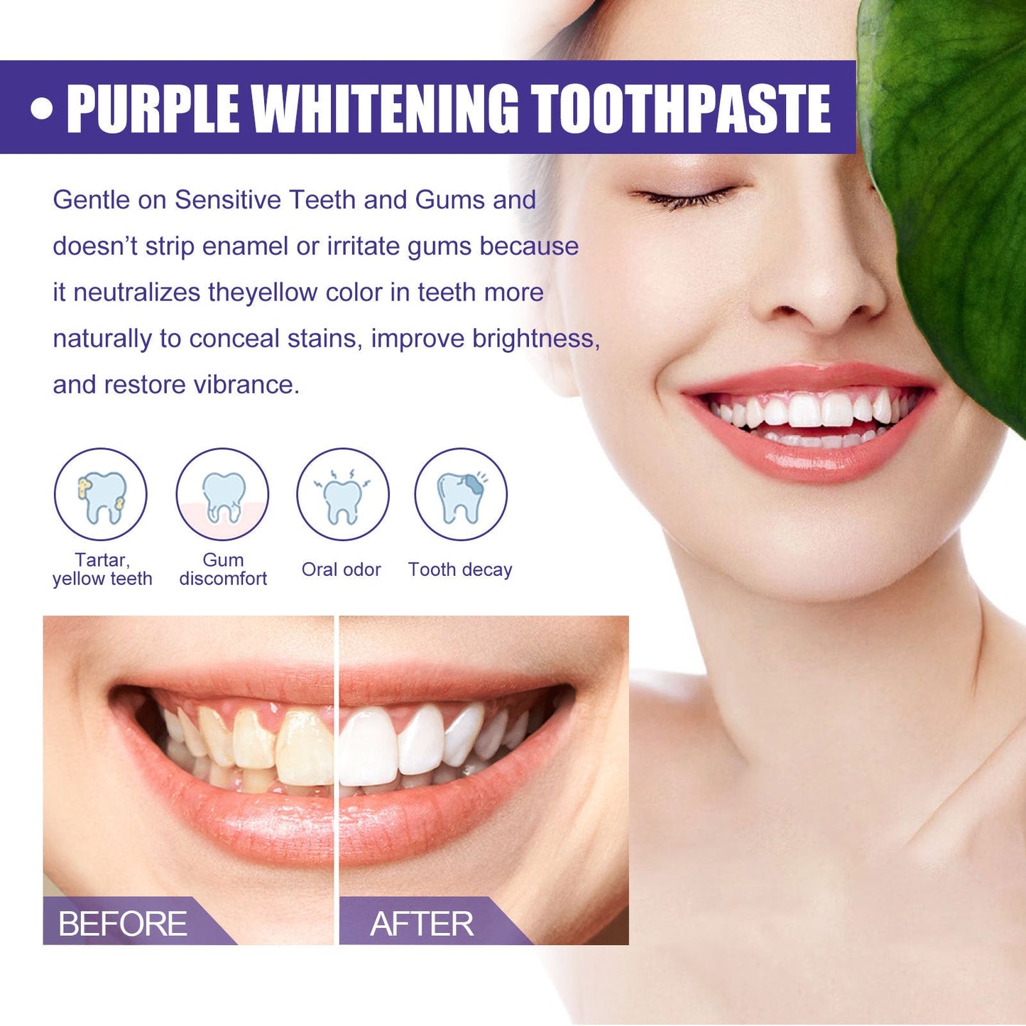 V34 Purple Whitening Toothpaste 30ml  1box