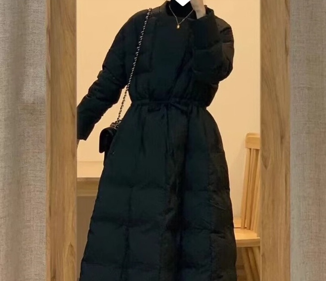 Korean Style Thick Black Cotton-padded Parka Jacket