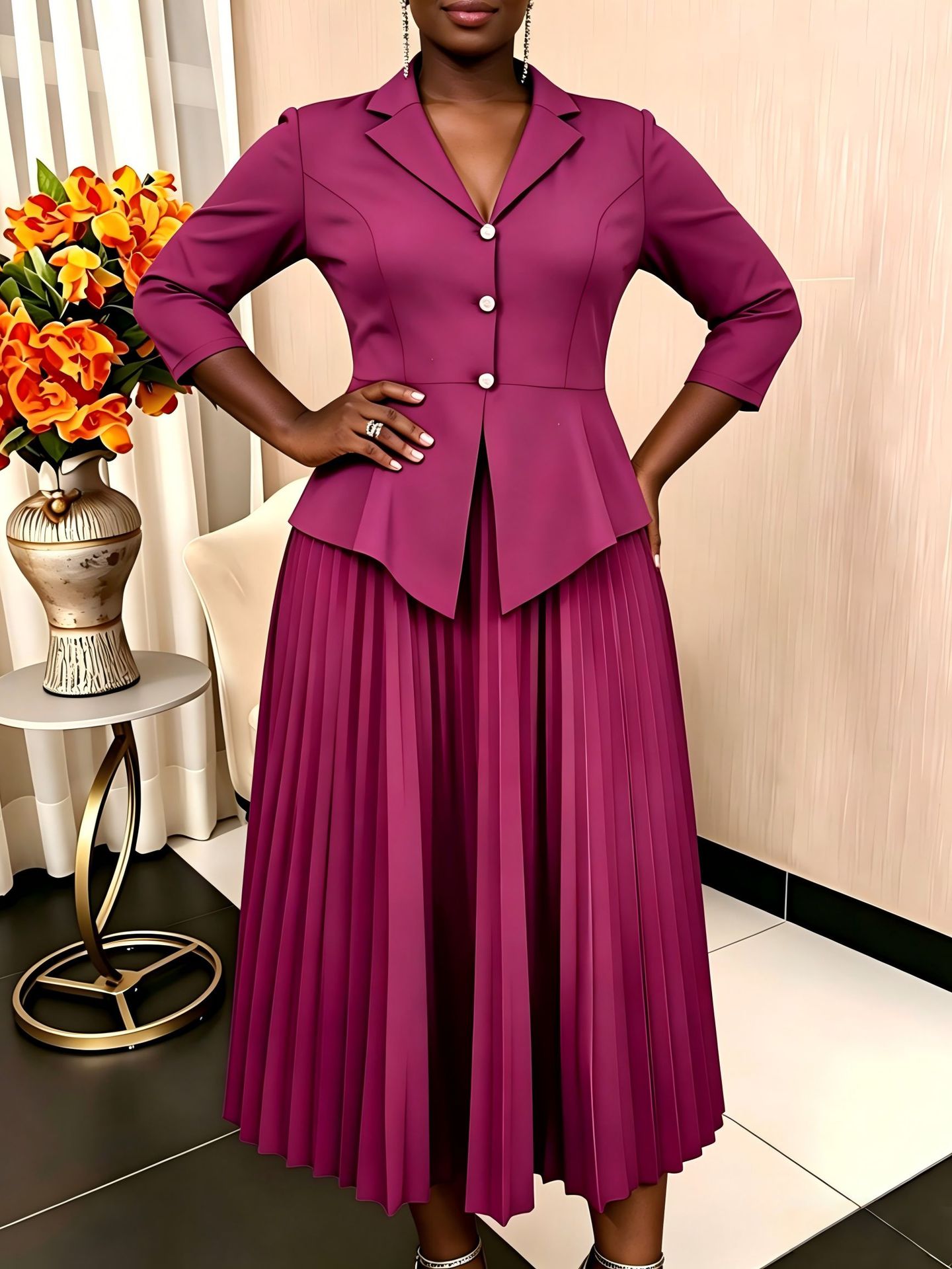 Fashionable Commuter Pleated Dress For Women