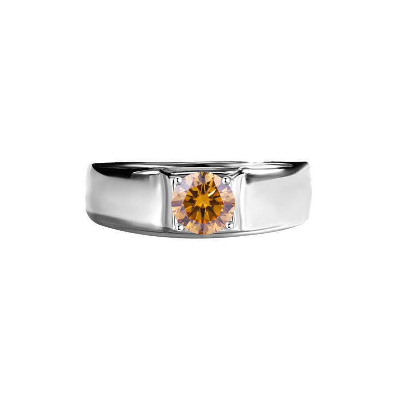 D Color Moissanite Ring Men's Sterling Silver