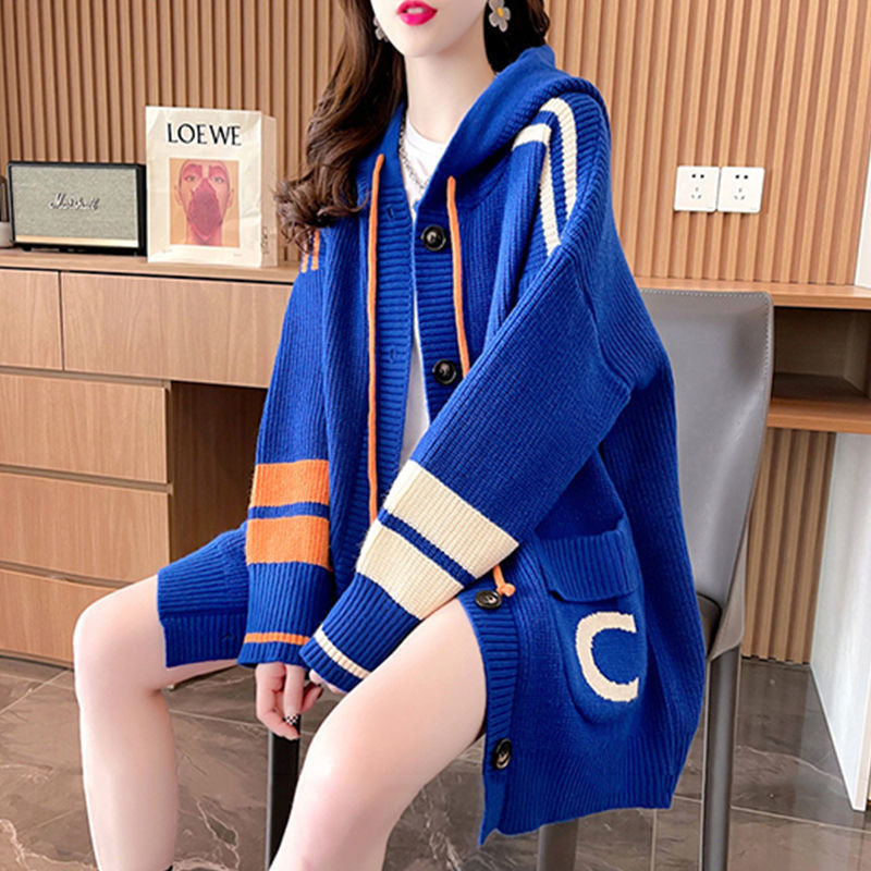 Idle Style Hooded Sweater Cardigan For Women