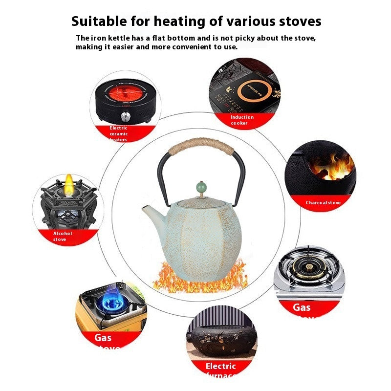 Cast Iron Teapot Bright Enamel Inner Wall Kettle