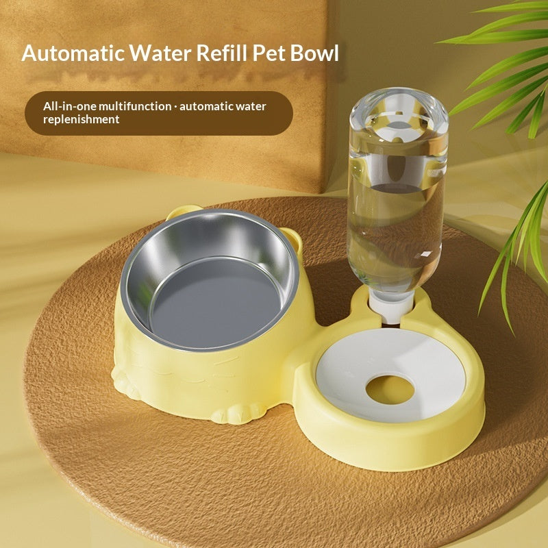 Pet Double Bowl Anti-Tip Cute Stainless Steel Food Bowl