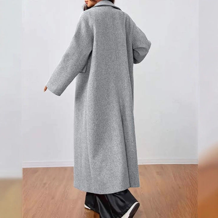 Women's Wool Coat Fashion Long Sleeve Lapel Long Coat