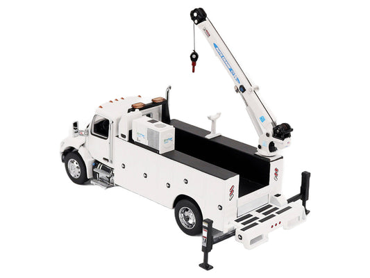Peterbilt 536 Auto-Crane Titan 85-Body HC14-Crane Work Truck with Miller EnPak White "Transport Series" 1/50 Diecast Model by Diecast Masters
