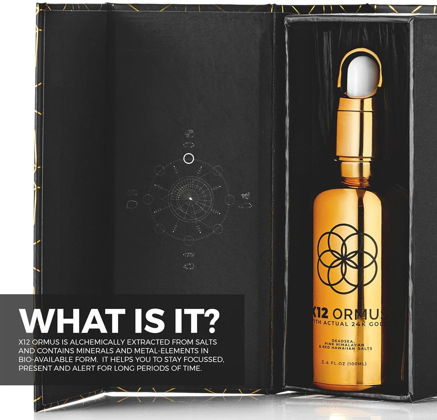 X12 Ormus Monoatomic Gold Elixir – Ultra-Potent 24K Liquid Gold (3.4oz) | High-Frequency Energy | Made by Master Alchemists