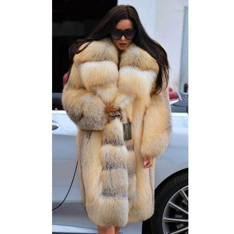 Women's Mid-length Warm Patchwork Faux Fur Coat