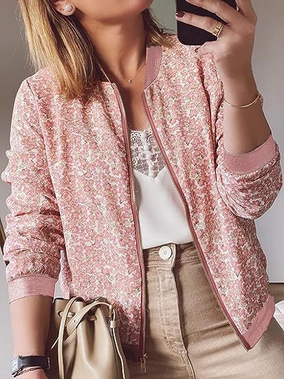 Women's Jacket Zipper Casual Bomber Jacket Coat Stand Collar Short Clothes