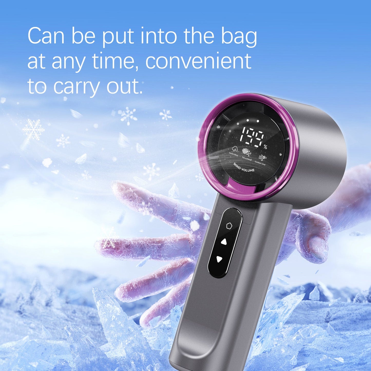 High-speed Handheld Fan Gray-purple