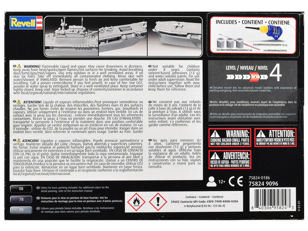 Level 4 Model Kit U.S.S. Enterprise CV-6 Aircraft Carrier All-Included Kit 1/1200 Scale Model by Revell
