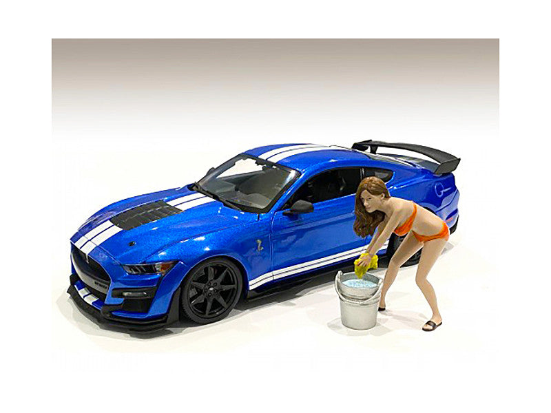 Cindy with a Bucket Bikini Car Wash Girl Figurine for 1/18 Scale Models by American Diorama