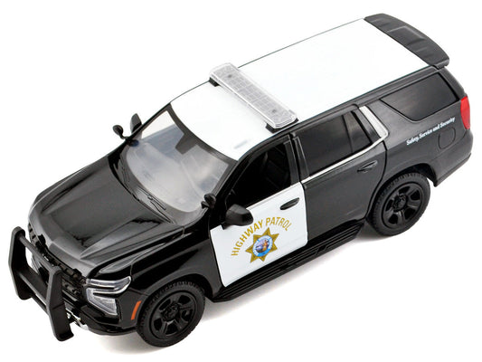2025 Chevrolet Tahoe Police Pursuit Vehicle "California Highway Patrol" Black and White "Law Enforcement and Public Service" Series 1/24 Diecast Model Car by Motormax