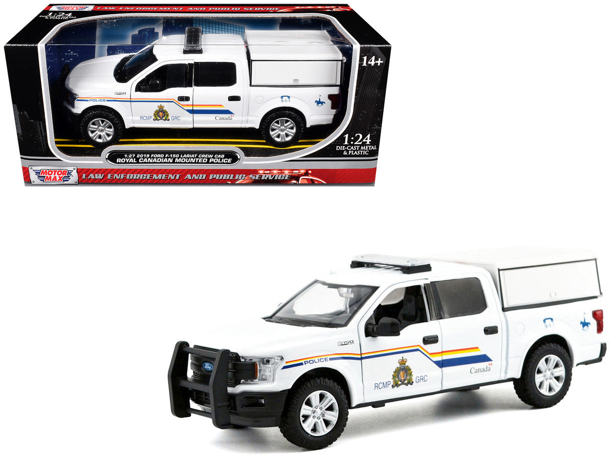 2019 Ford F-150 Lariat Crew Cab Pickup Truck with Camper Box "Royal Canadian Mounted Police" White "Law Enforcement and Public Service" Series 1/27 Diecast Model Car by Motormax