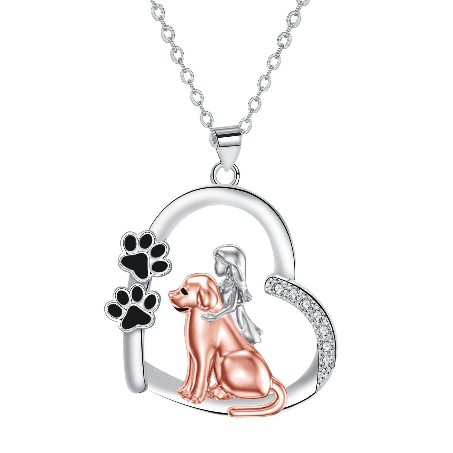 Heart-shaped Dog And Girl Personality Design Necklace Fashion