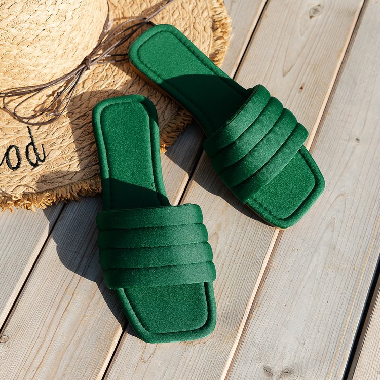 Summer European And American New Fashion Suede Square Head Casual Beach Sandals
