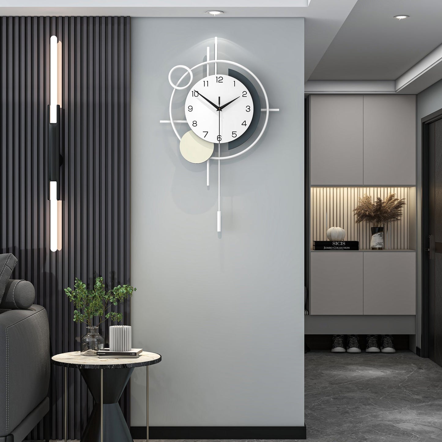 Modern Abstract Wall Clock Minimalist Metal Decorative Home Decor
