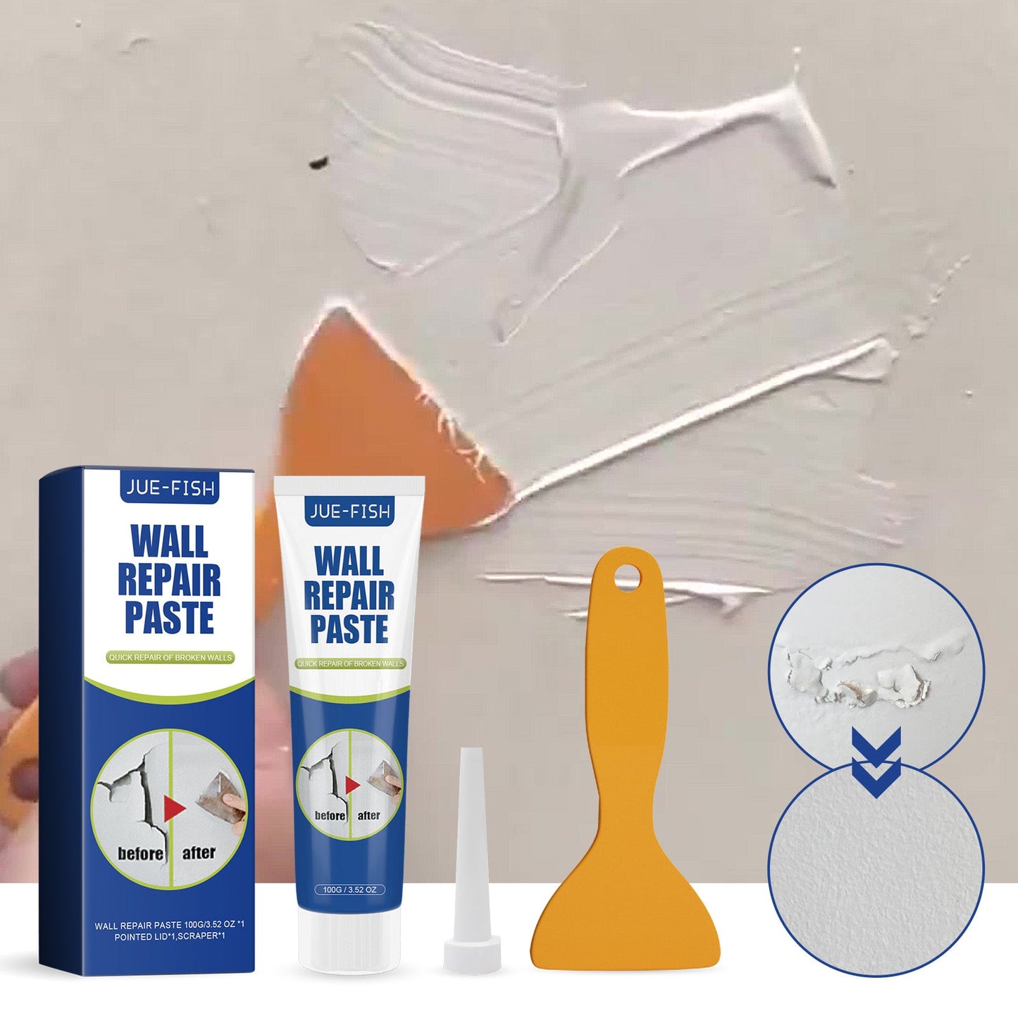 Wall Repair Paste 1 0 0g Bottle-1 Scraper-1 Needle Tip1box