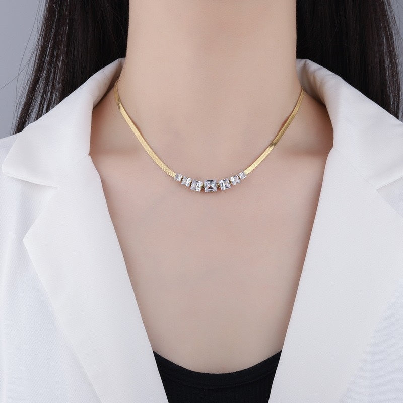Necklace Female Titanium Steel Diamond Gold Trend