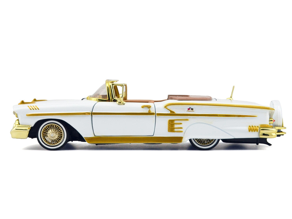 1958 Chevrolet Impala White Metallic with Gold Accents "Luxe Legends" Series 1/24 Diecast Model Car by Motormax