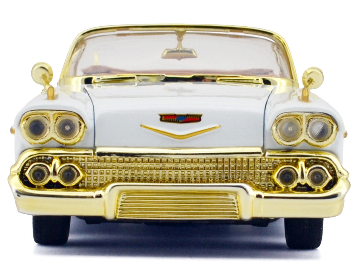 1958 Chevrolet Impala White Metallic with Gold Accents "Luxe Legends" Series 1/24 Diecast Model Car by Motormax