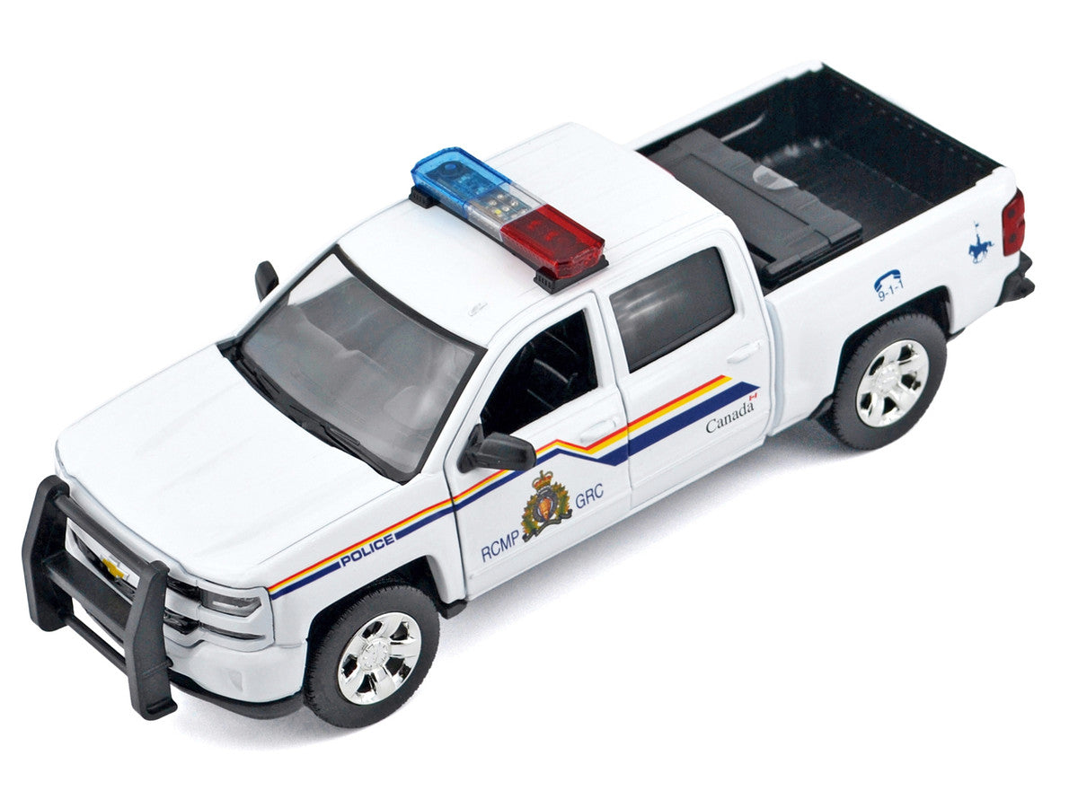 2017 Chevrolet Silverado 1500 LT Z71 Crew Cab Pickup Truck "Royal Canadian Mounted Police" White with Flashing Light Bar and Front and Rear Lights and Sounds "Law Enforcement and Public Service" Series 1/27 Diecast Model Car by Motormax