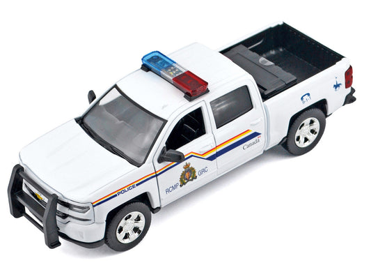 2017 Chevrolet Silverado 1500 LT Z71 Crew Cab Pickup Truck "Royal Canadian Mounted Police" White with Flashing Light Bar and Front and Rear Lights and Sounds "Law Enforcement and Public Service" Series 1/27 Diecast Model Car by Motormax