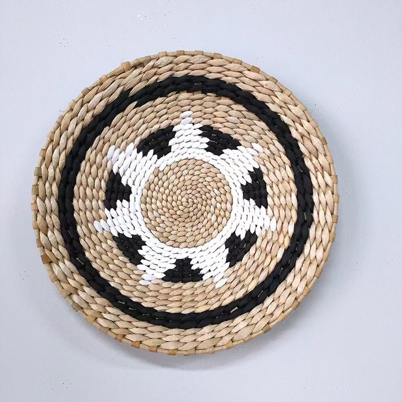 Woven Straw Wall Decor Round Living Room Ornament Wall Hanging