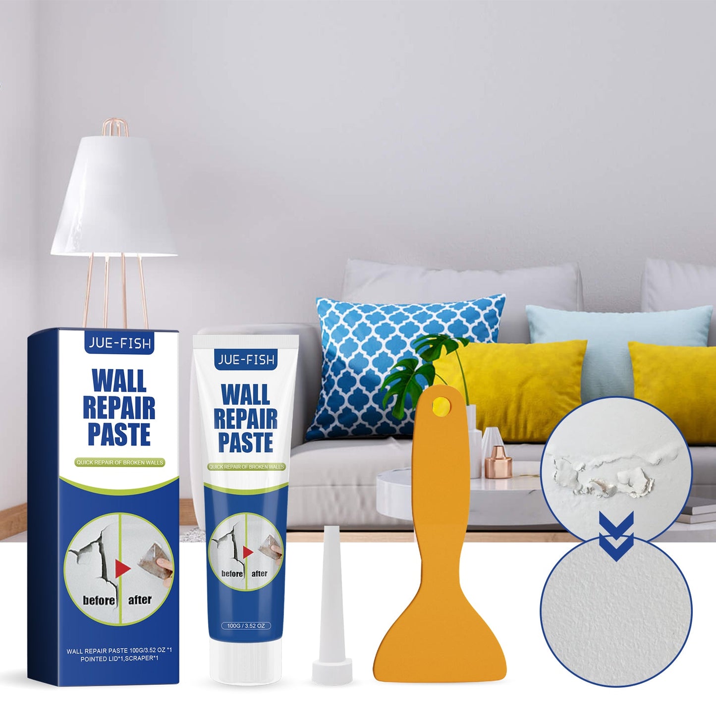 Wall Repair Paste 1 0 0g Bottle-1 Scraper-1 Needle Tip1box