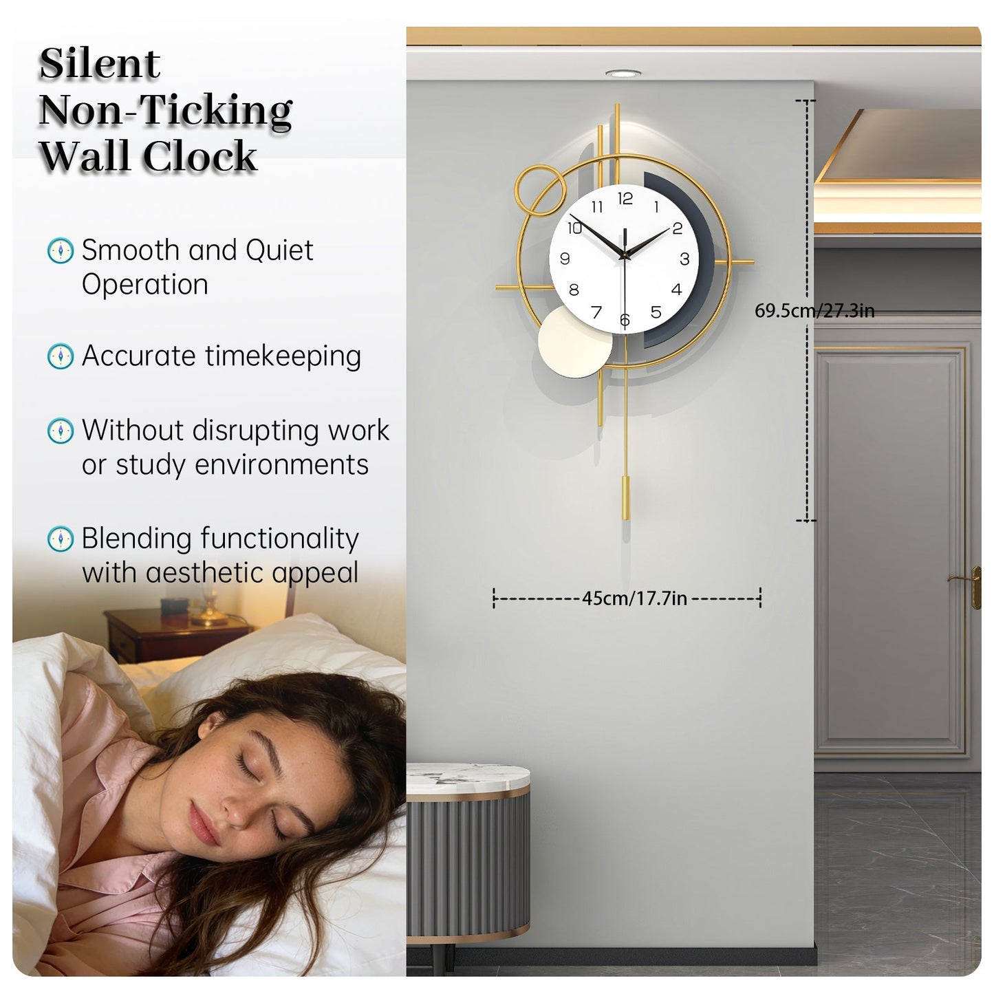 Modern Abstract Wall Clock Minimalist Metal Decorative Home Decor