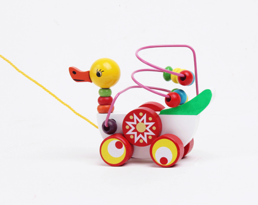 Wooden Duck Pull Toy with Beads for Early Learning