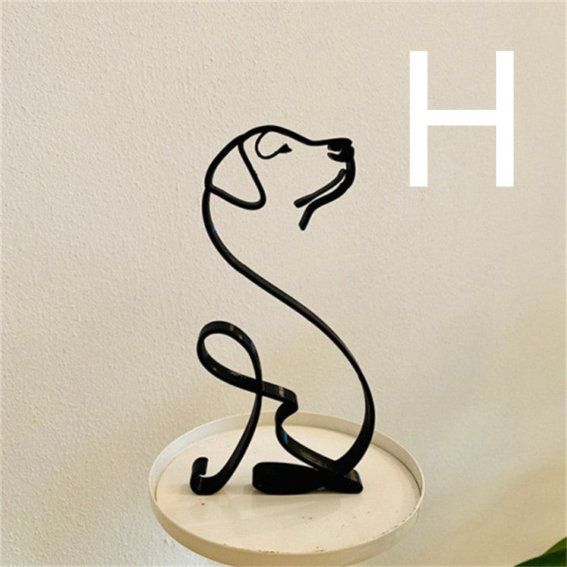 Simple Metal Dog Art Sculpture Decoration