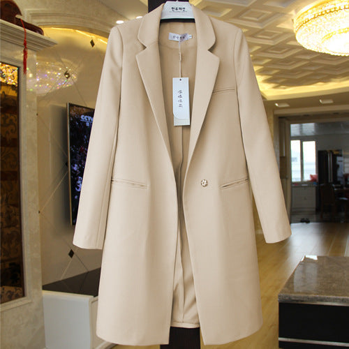 Chic Long Blazer, Slim Fit, Versatile Solid Jacket