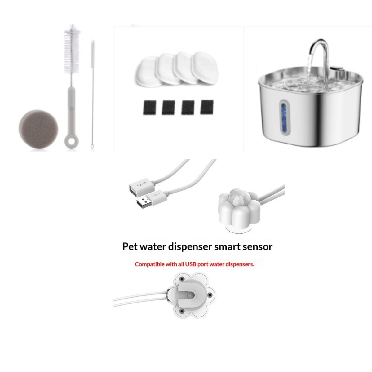 Stainless Steel Smart Pet Water Dispenser Automatic Circulation Large Capacity