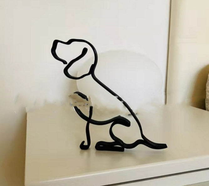Simple Metal Dog Art Sculpture Decoration