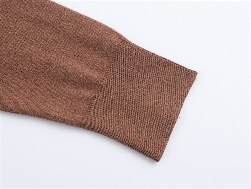 New Lightly Mature Round Neck Long Sleeve Jewelry Cardigan Top