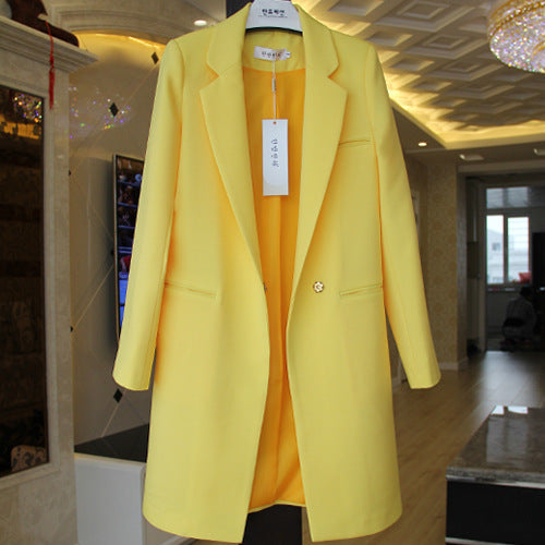Chic Long Blazer, Slim Fit, Versatile Solid Jacket