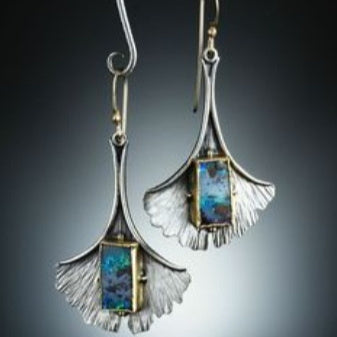 Creative Ginkgo Leaf Color Turquoise Earrings