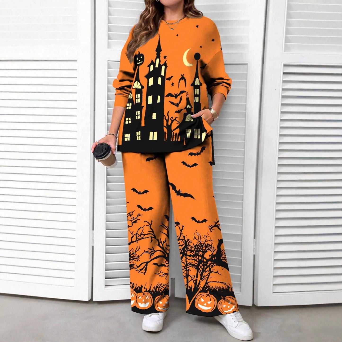 Halloween Christmas Eve Printed Two-piece Suit Pack