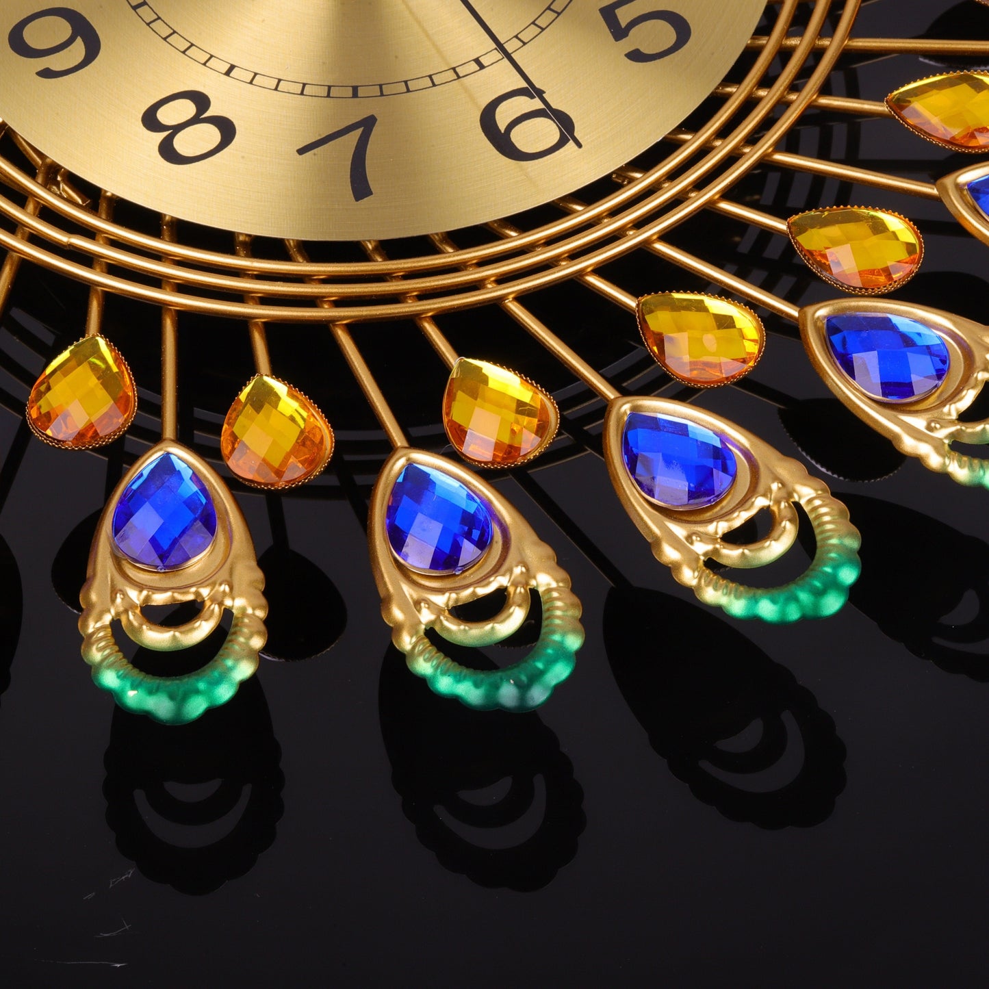 Peacock Shaped Wall Clock Living Room Decor Art Timepiece