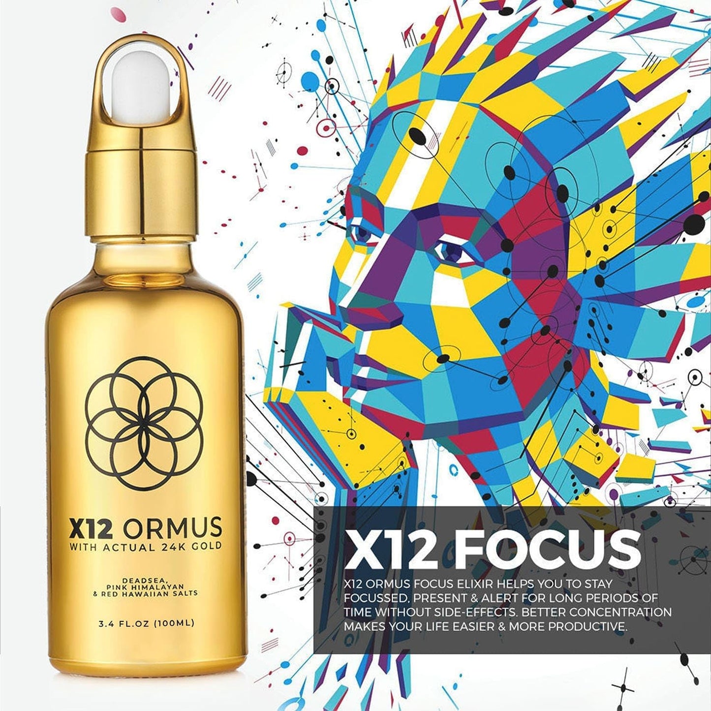 X12 Ormus Monoatomic Gold Elixir – Ultra-Potent 24K Liquid Gold (3.4oz) | High-Frequency Energy | Made by Master Alchemists