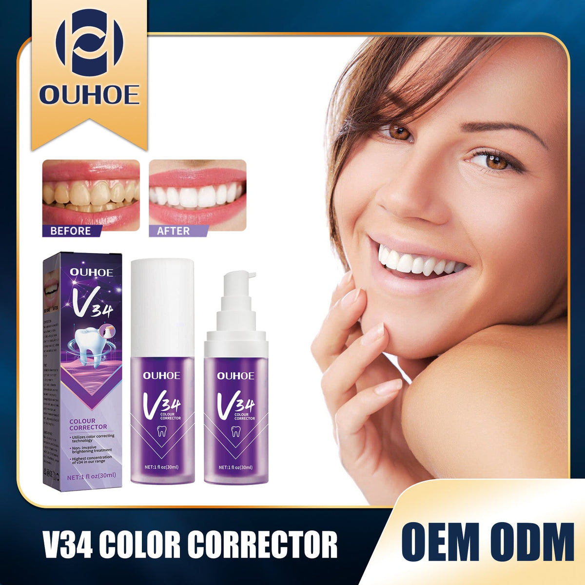 V34 Purple Bright White Toothpaste 30ml  1box