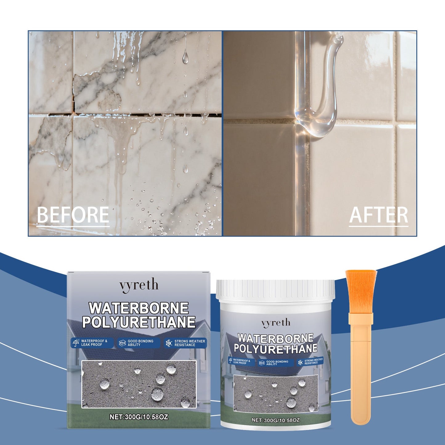 Roof Waterproof Adhesive Coating 300g Bottle-1 Brush1box