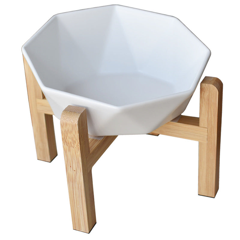 Ceramic high-footed cat food bowl