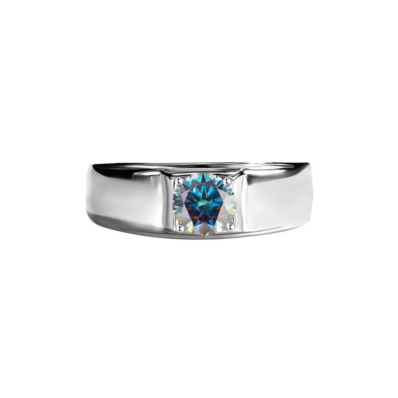 D Color Moissanite Ring Men's Sterling Silver