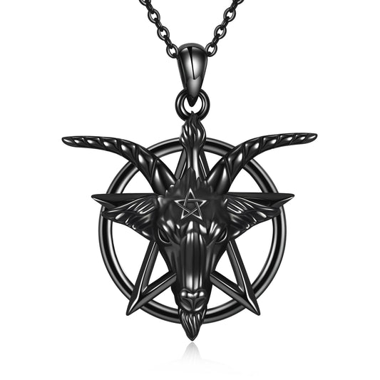 Baphomet Inverted Pentagram Necklace 925 Sterling Silver