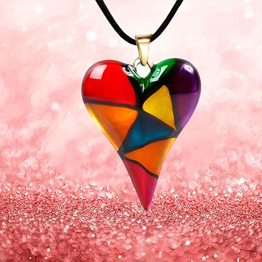 Colored Loving Heart Gold Pendant Necklace