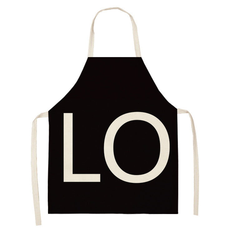 Letter Linen Apron Kitchen Stain-resistant Sleeveless Coverall