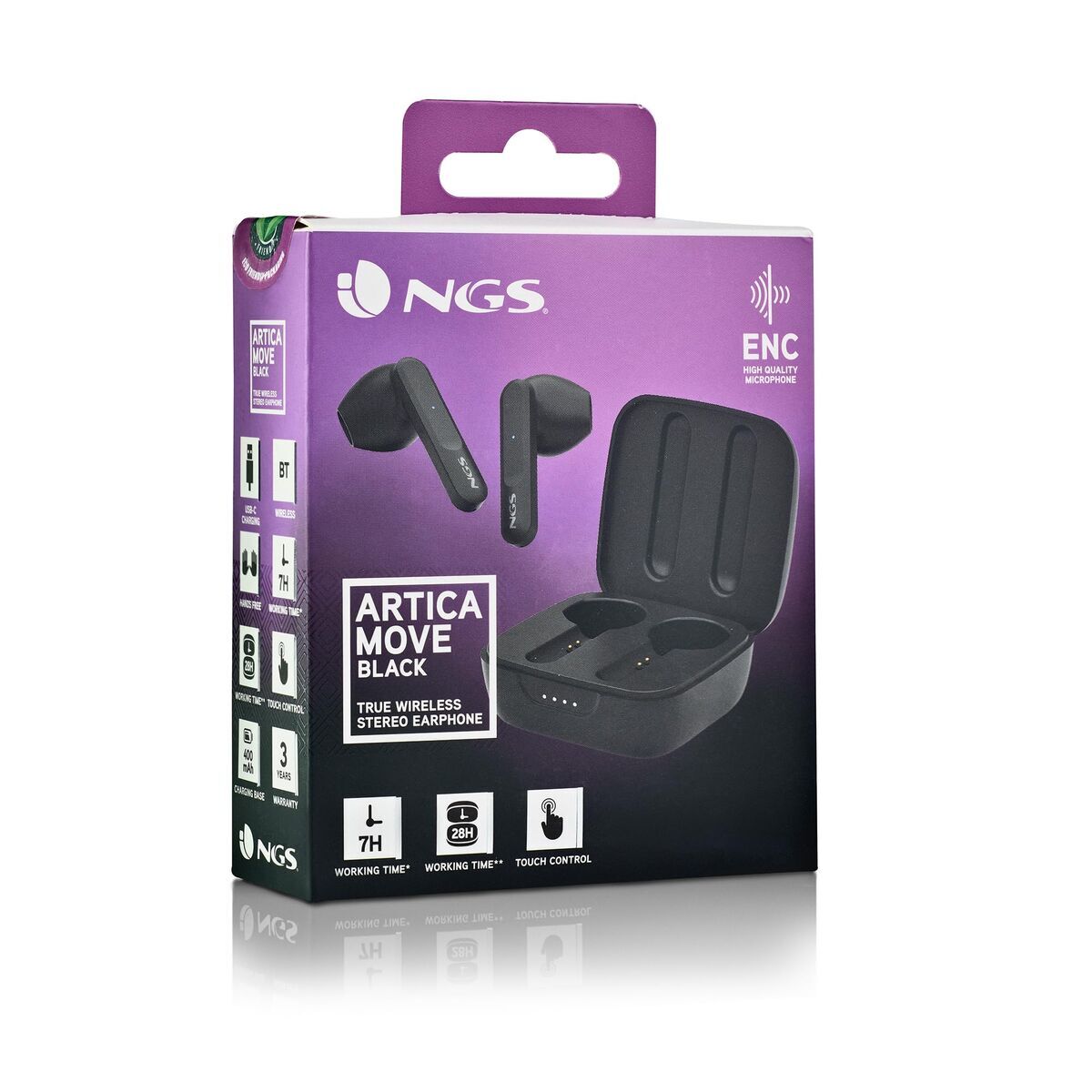 Headphone with Microphone NGS ARTICAMOVEBLACK Black