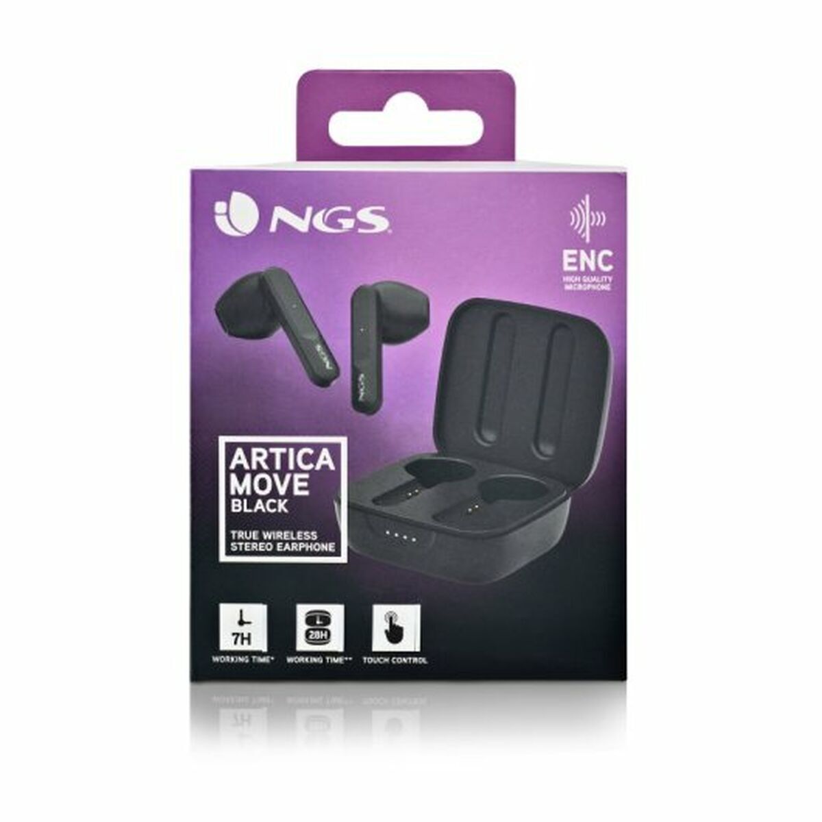 Headphone with Microphone NGS ARTICAMOVEBLACK Black